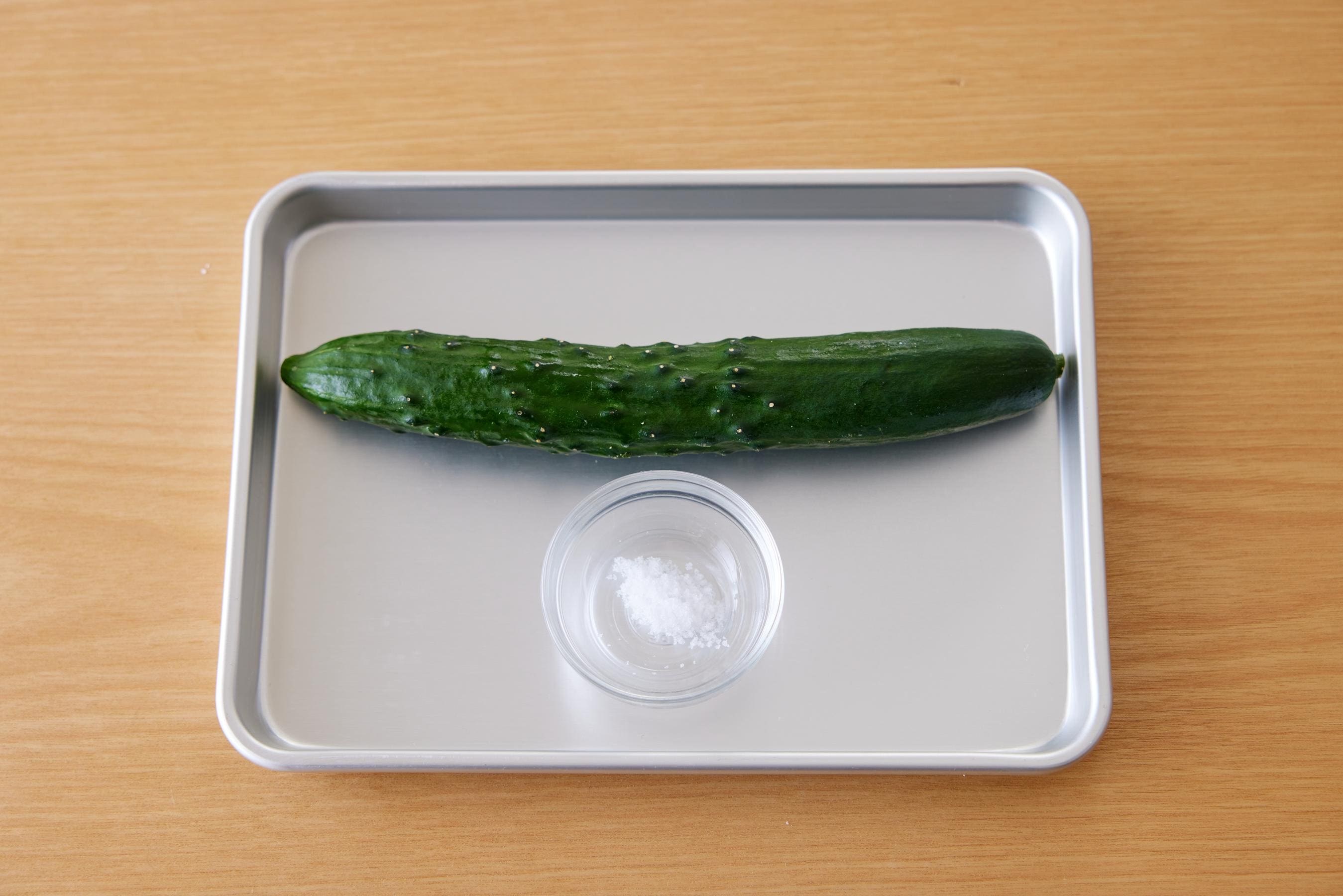 ingredients for salt-rubbed cucumbers